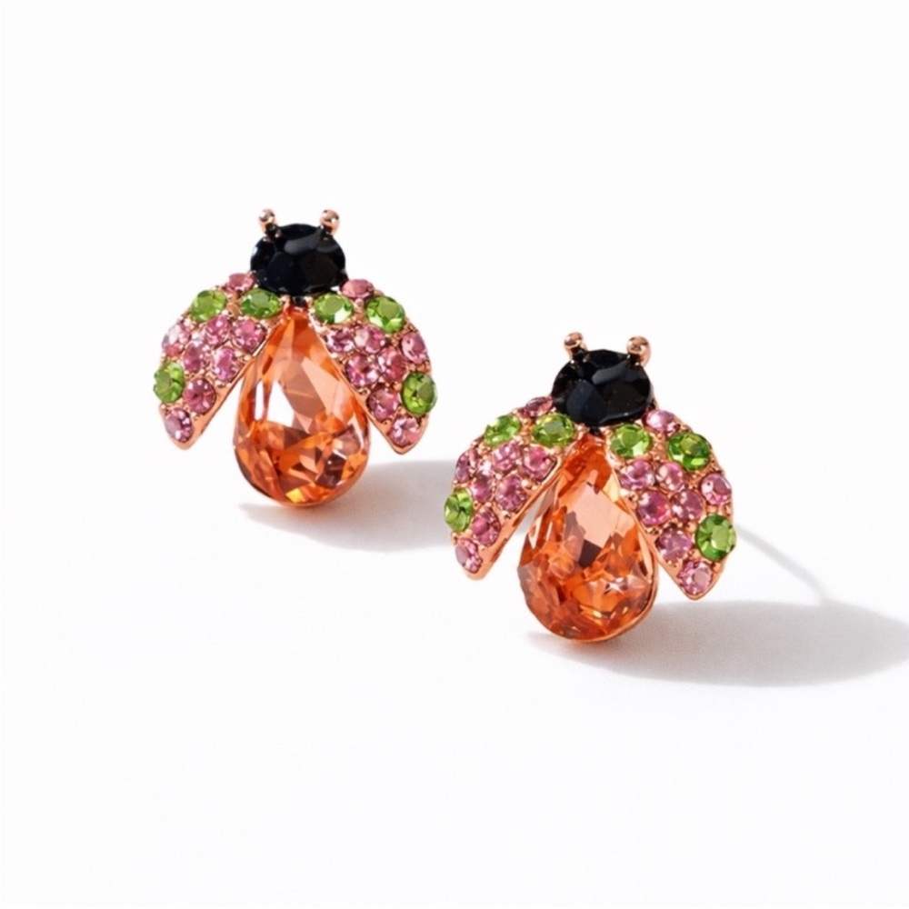 New! Gemstone Lady Bug Earrings NWOT